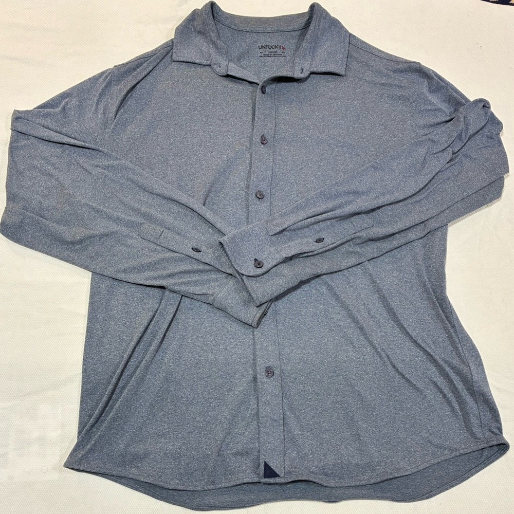 UNTUCKit‎ Performance Long Sleeve Button Down Shirt Men's Large Blue Storm